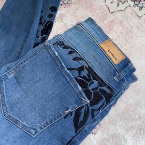 Express Blue Jeans with Lace-Up Detail
